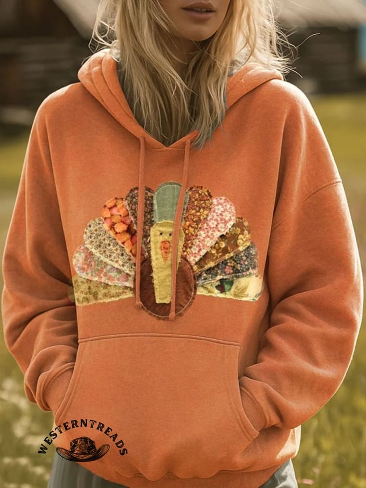 Vintage Patchwork Turkey Print Sweatshirt - Image 6