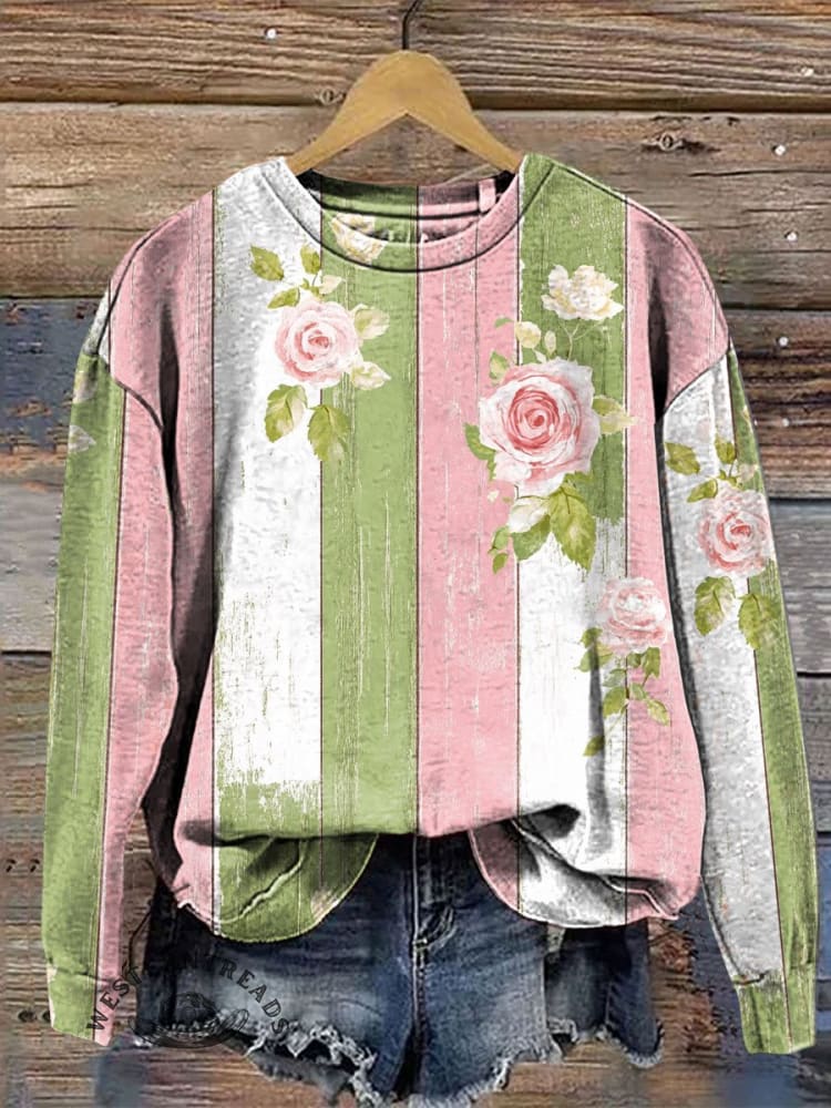 Vintage Print Casual Sweatshirt