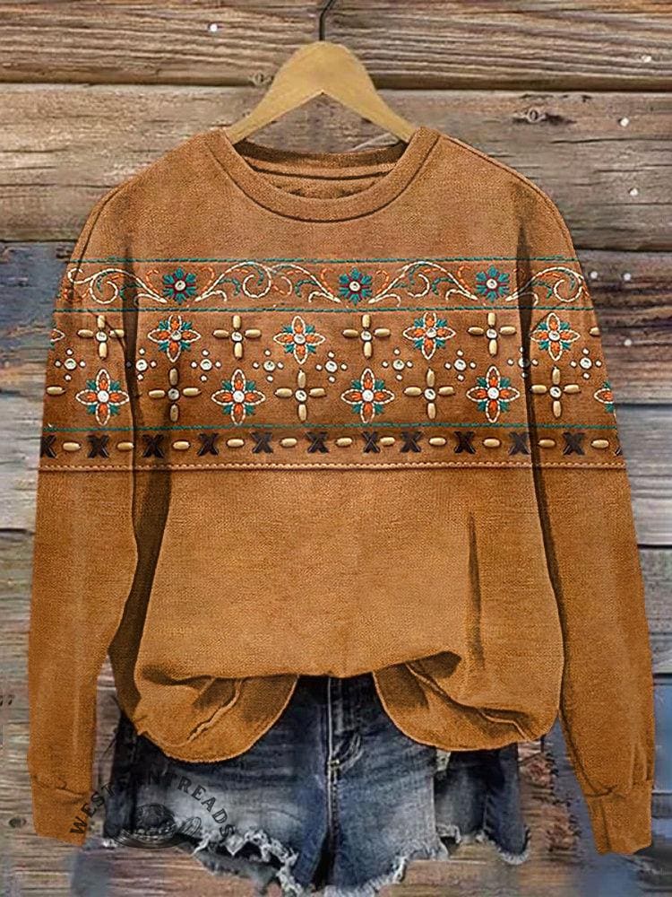 Vintage Print Casual Sweatshirt