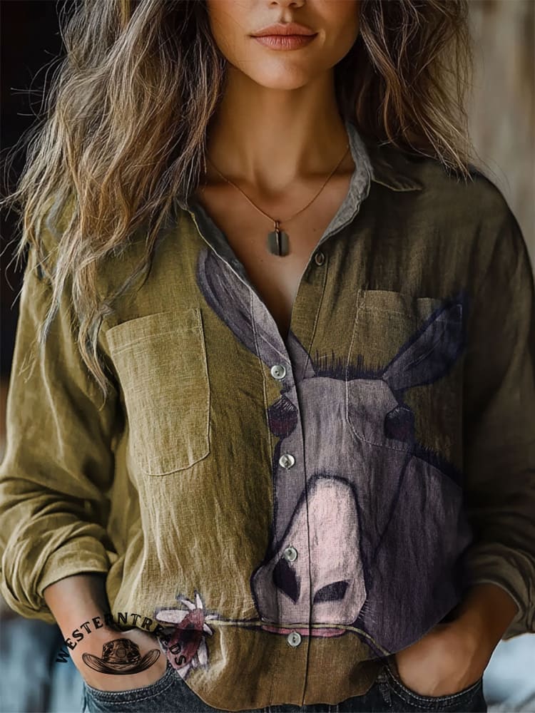 š„Hot Saleš„Vintage Rustic Flower-Munchinā Donkey Graphic Casual T-shirt - Image 7