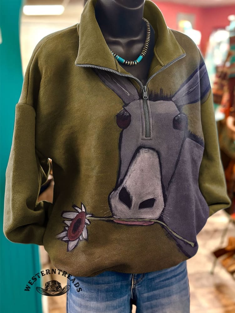 š„Hot Saleš„Vintage Rustic Flower-Munchinā Donkey Graphic Casual T-shirt - Image 9
