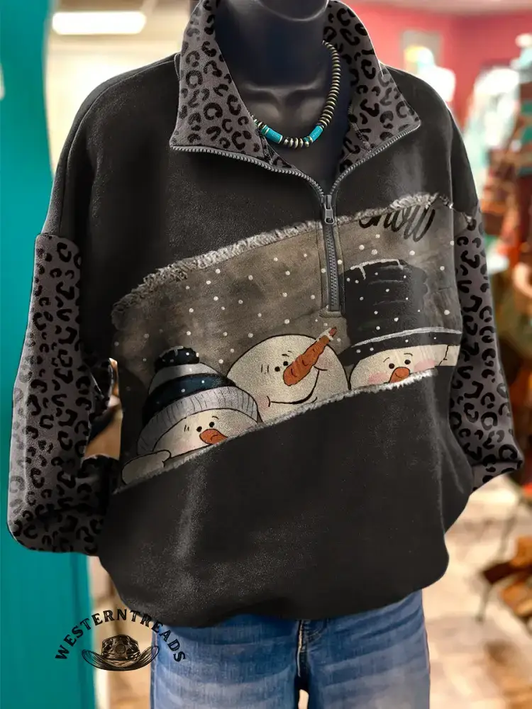 Vintage Snowman Print Print Christmas Sweatshirt - Image 2