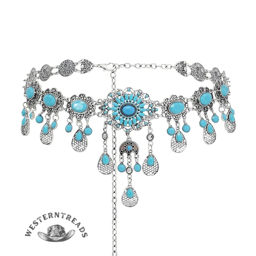 Vintage Turquoise Water Drop Tassel Belt - Image 4