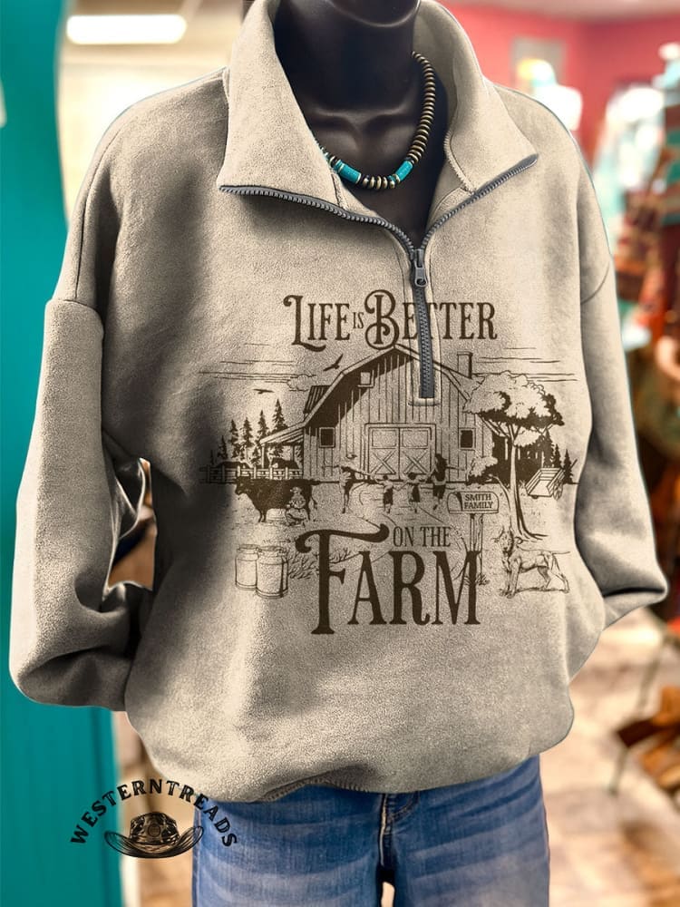 Vintage Western Art Print Casual Cotton Sweatshirt - Image 2