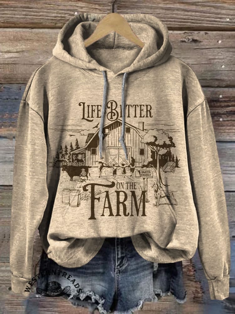 Vintage Western Art Print Casual Cotton Sweatshirt - Image 4