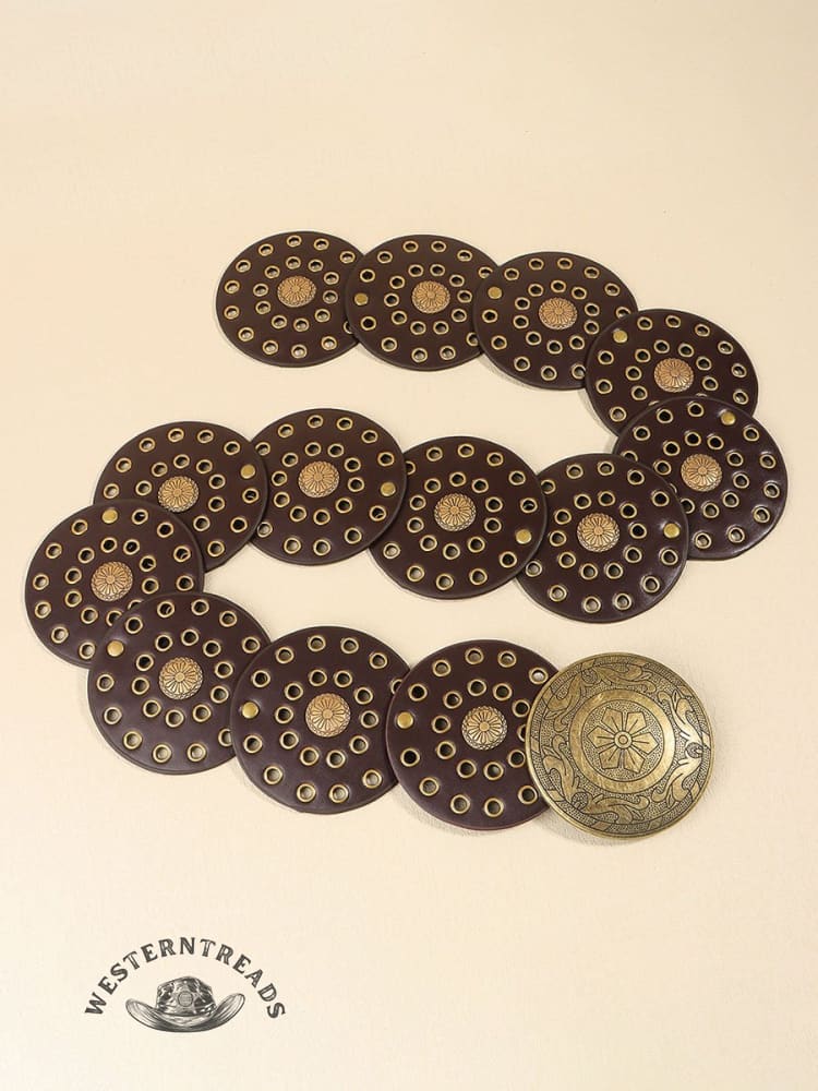 Vintage Western Cowboy Round Hollow Metal Wide Belt - Image 4
