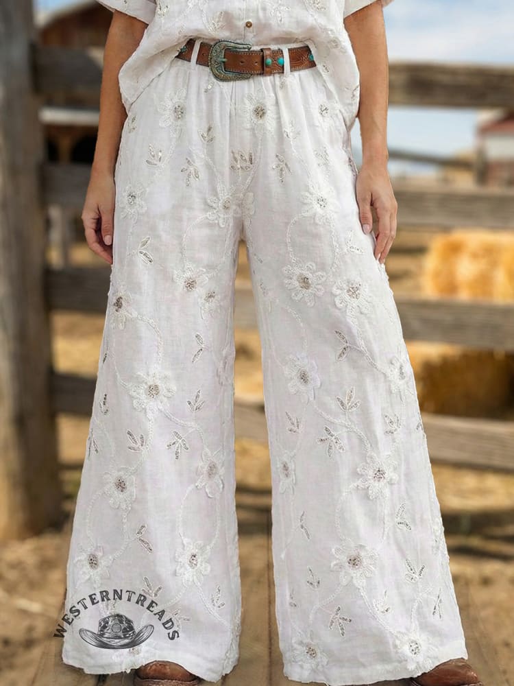 Vintage Western Floral Art Pants