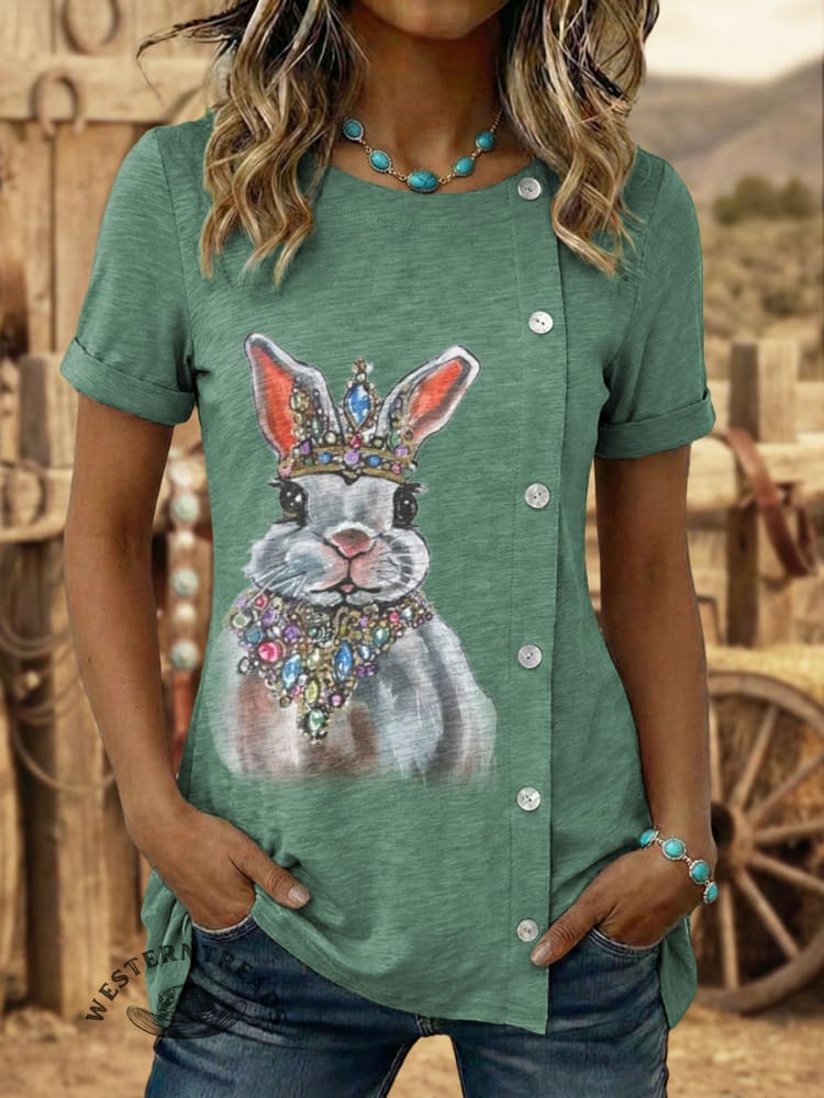 Vintage Western Flowers Art Print Easter Soft Casual T-Shirt
