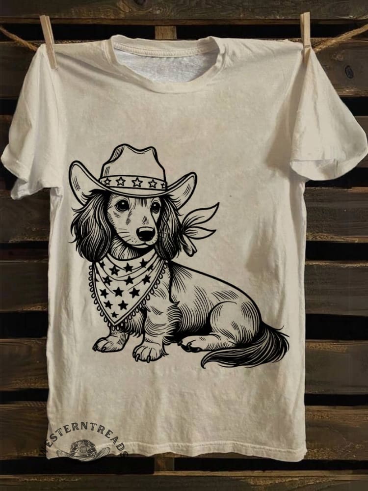 West Cowboy Dog Print T-shirt - Image 2