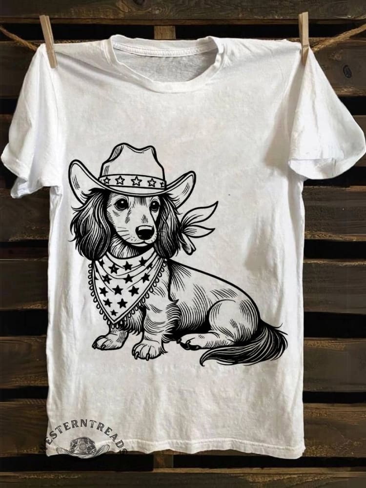 West Cowboy Dog Print T-shirt - Image 3
