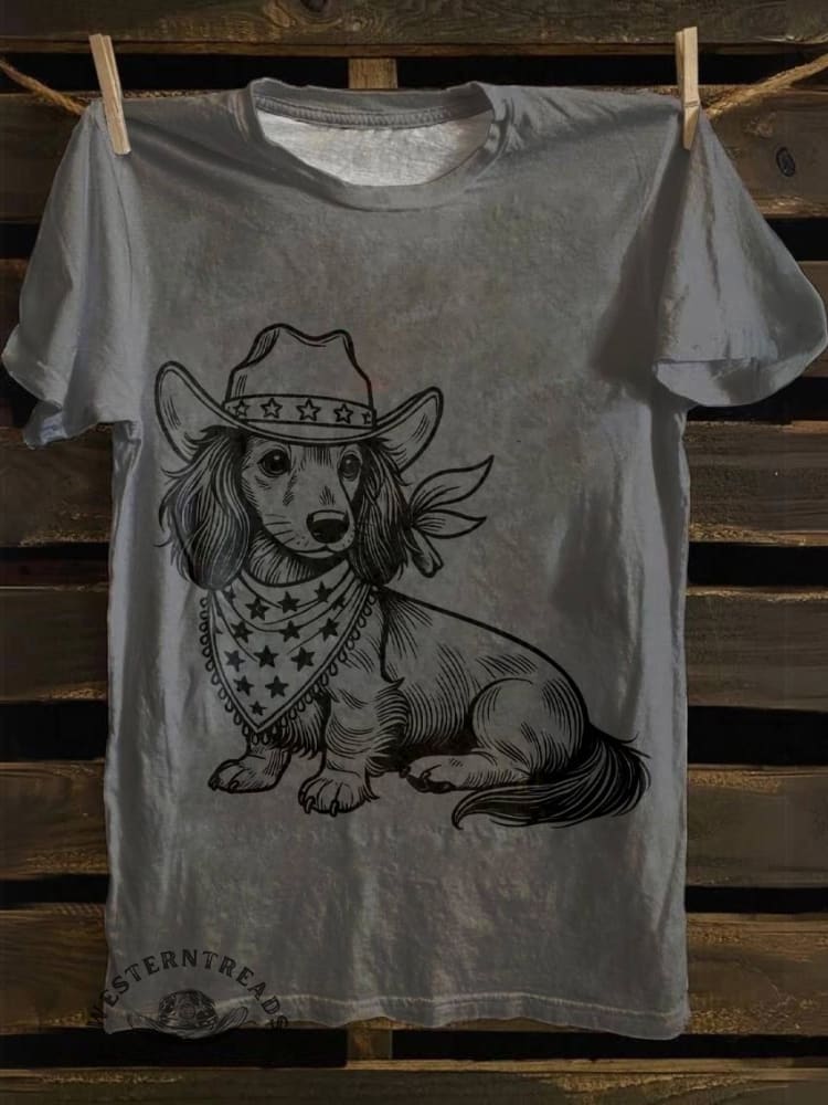 West Cowboy Dog Print T-shirt - Image 4
