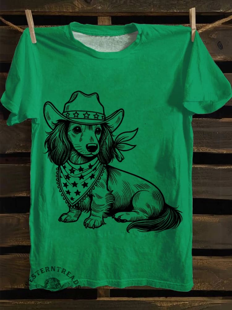 West Cowboy Dog Print T-shirt - Image 8