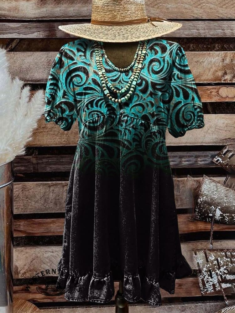 Limited time offer ✨Western Art Print Casual Short Sleeve Top - Image 4