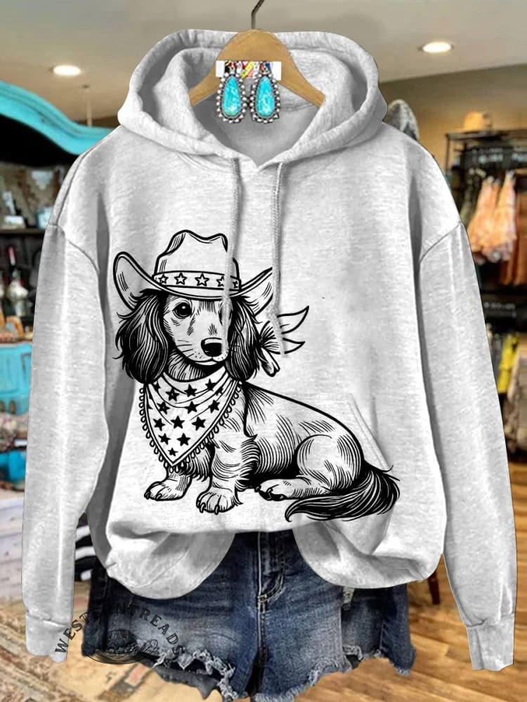 Western Cowboy Dog Cotton Casual Hoodie Sweatshirt - Image 2