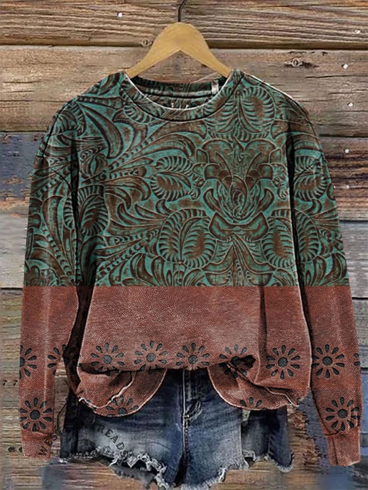 🔥Hot Sale🔥Western Style Print Casual  Sweatshirt