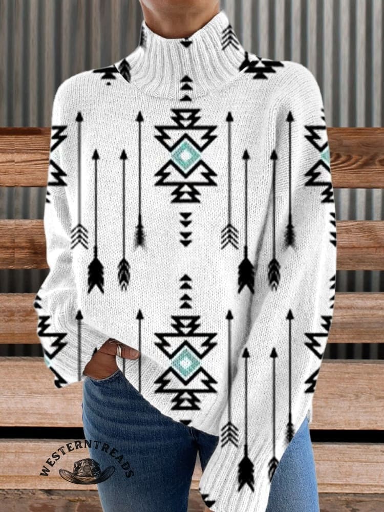 š„Hot Saleš„White Vintage Aztec Print Casual Sweatshirt - Image 4