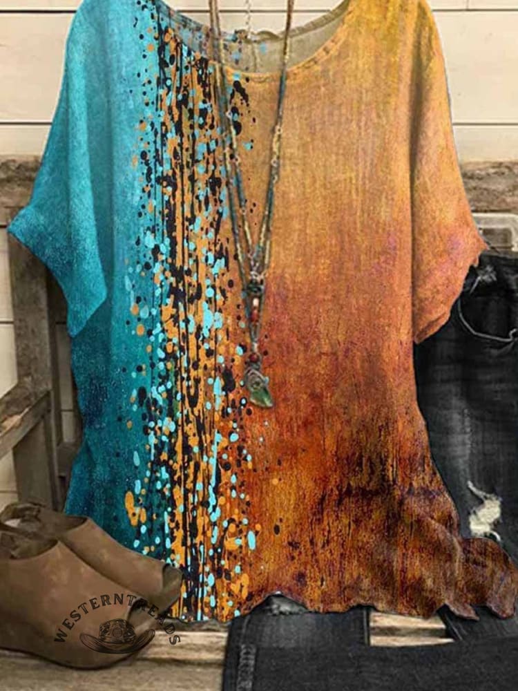 Women's Art Printed Casual Top - Image 2