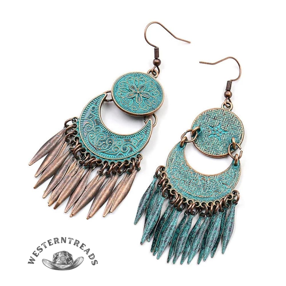 Women's Bohemian Flower Crescent Tassel Tassel Earrings - Image 2