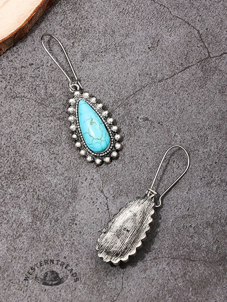Women's Bohemian Metal Turquoise Drop Earrings - Image 2