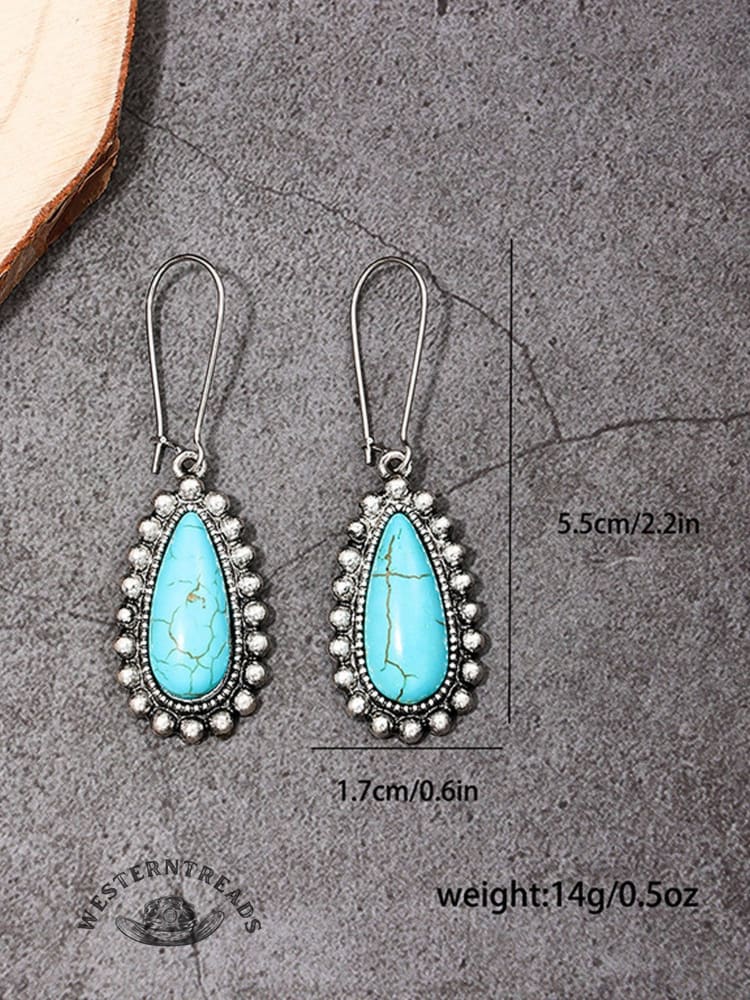Women's Bohemian Metal Turquoise Drop Earrings - Image 4