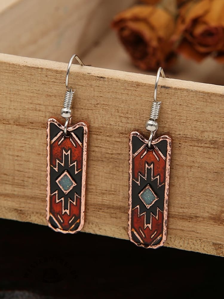Women's Bohemian West Aztec Oil Drop Earrings - Image 3