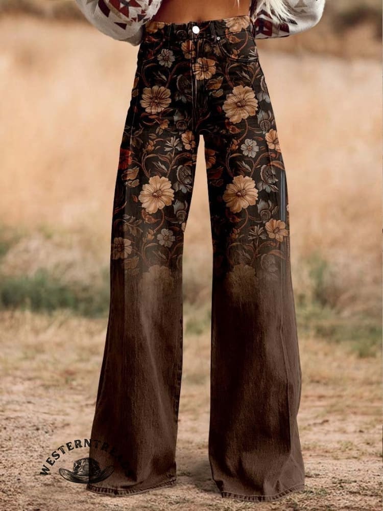 🔥Hot Sale🔥Women's Brown Flower Print Casual Sweatshirt - Image 10