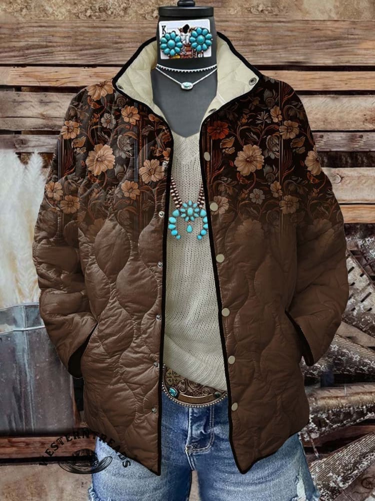 🔥Hot Sale🔥Women's Brown Flower Print Casual Sweatshirt - Image 11