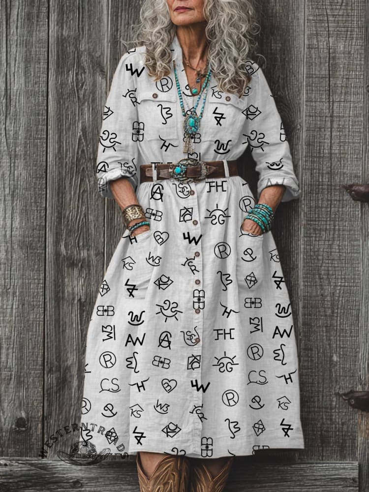 Women's Cattle Brands Print Dress - Image 3