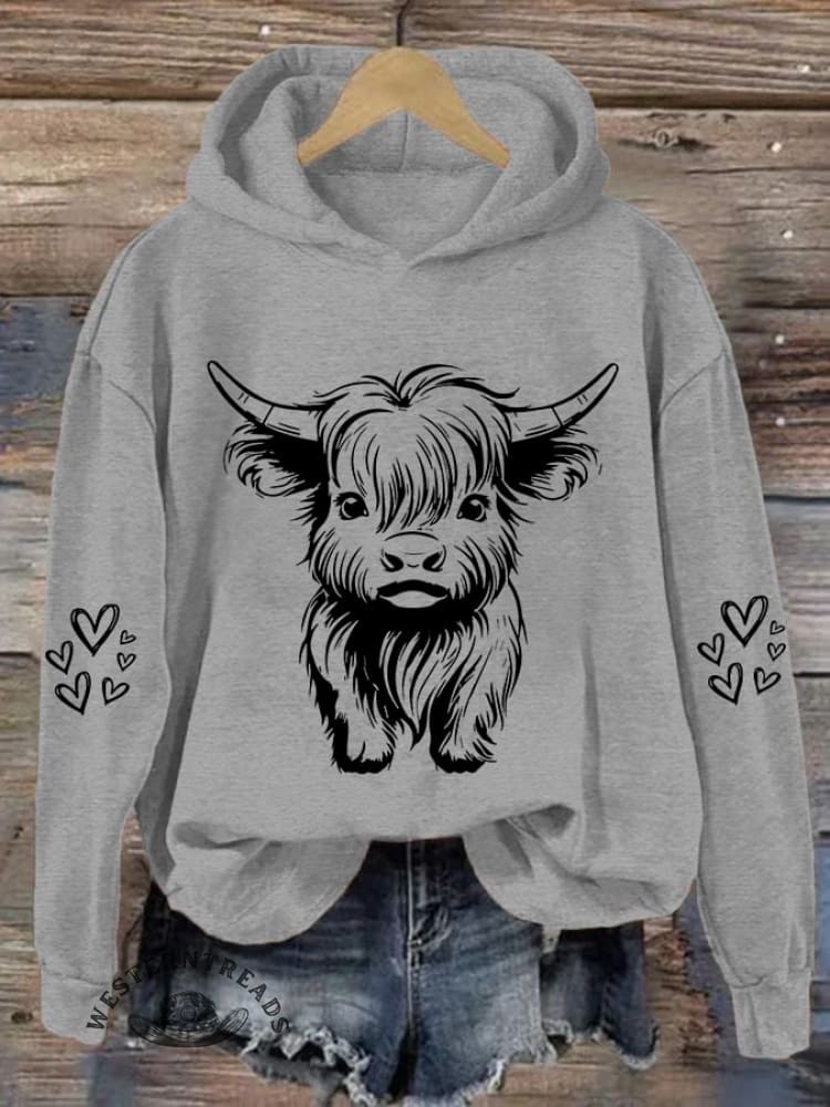 Women's Cute Highland Cow Casual Hoodie - Image 4