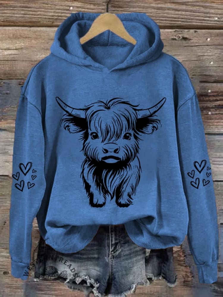 Women's Cute Highland Cow Casual Hoodie - Image 5