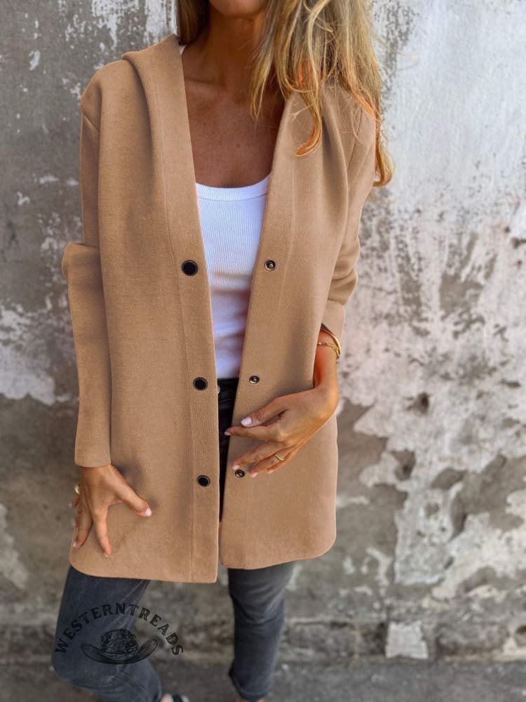 Women's Fall Outerwear Casual Plain Solid Color Long Sleeve Hoodie Jacket Coat - Image 3