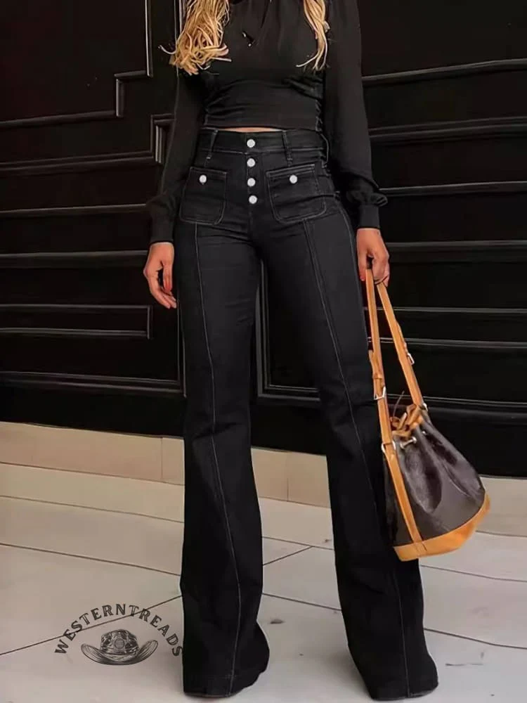 Women's High Waist Straight Jeans Pants - Image 3
