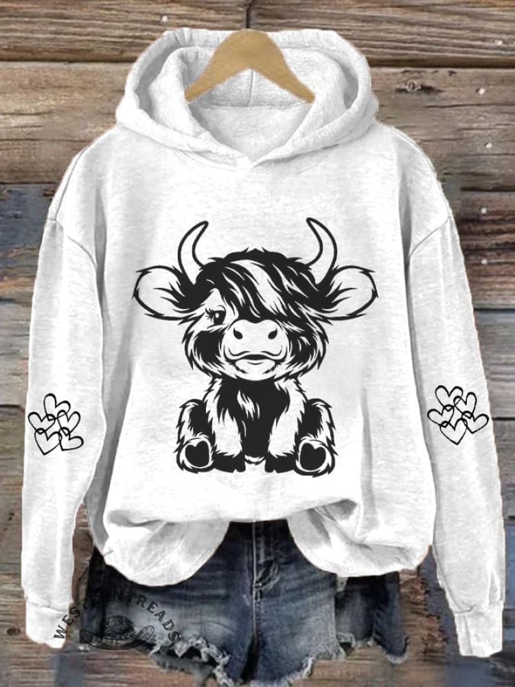 Women's Highland Cow Casual Hoodie Sweatshirt - Image 3