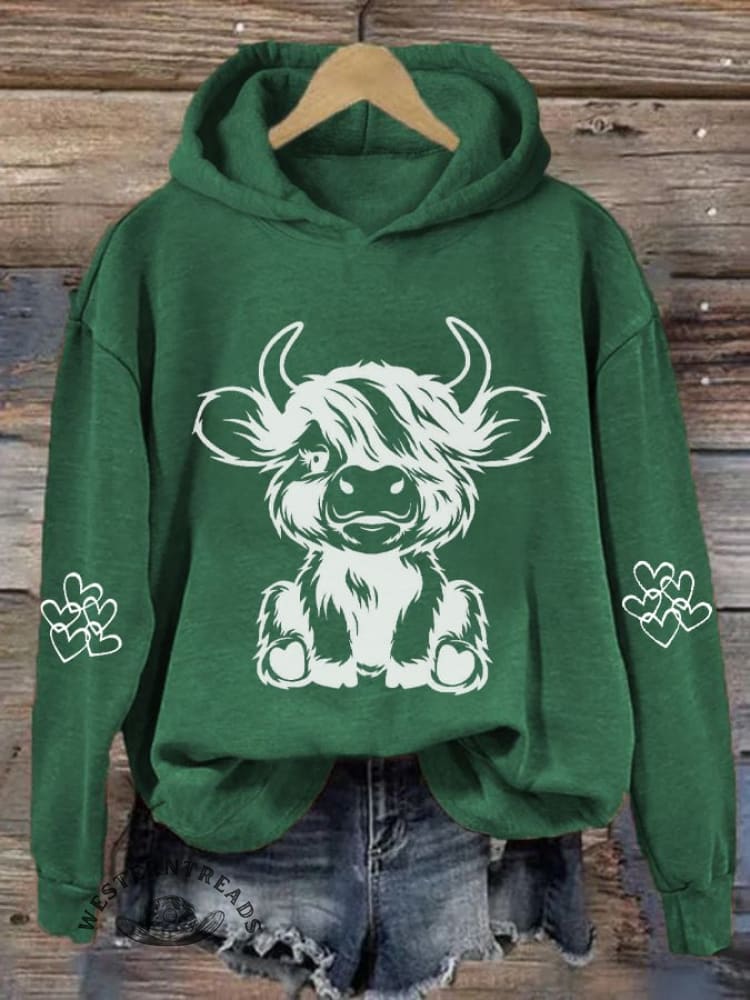 Women's Highland Cow Casual Hoodie Sweatshirt - Image 4