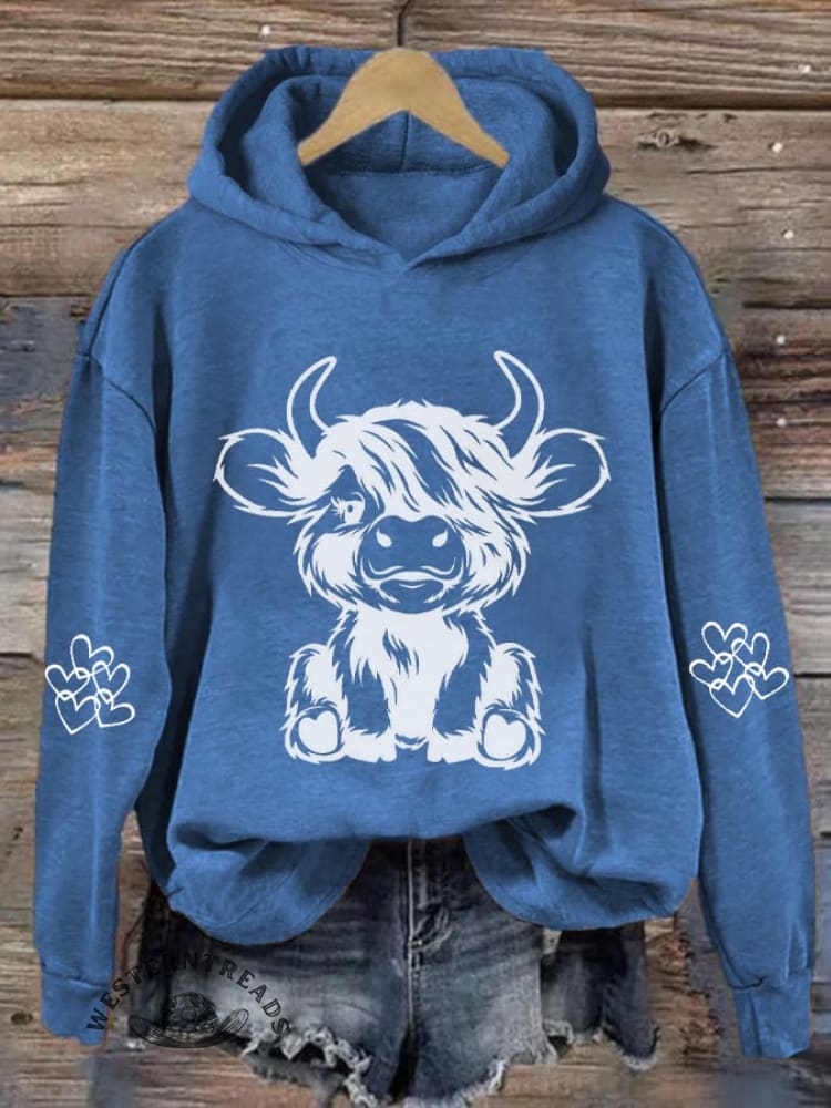 Women's Highland Cow Casual Hoodie Sweatshirt - Image 5