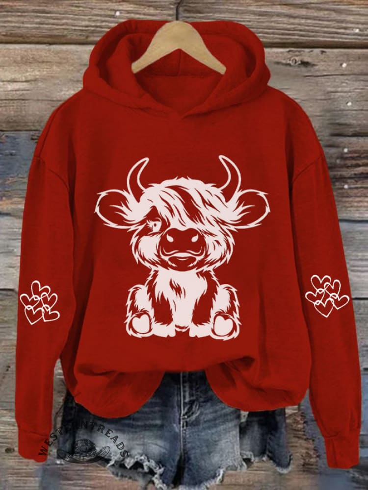 Women's Highland Cow Casual Hoodie Sweatshirt - Image 8