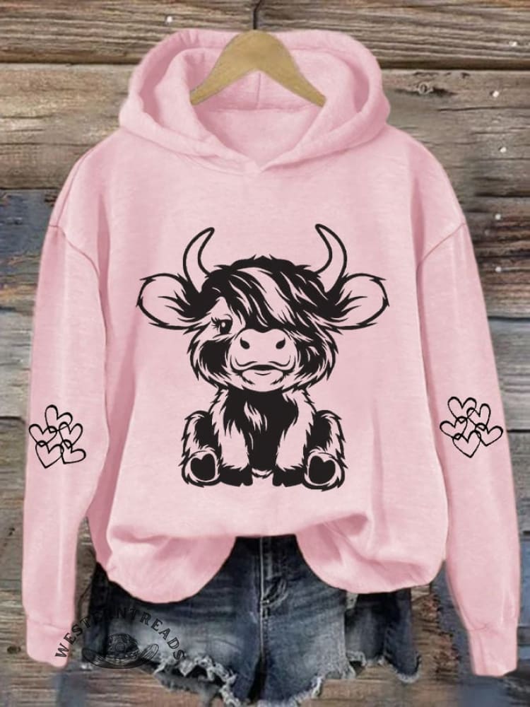 Women's Highland Cow Casual Hoodie Sweatshirt - Image 9