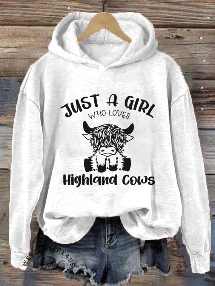 Women's Just A Girl Who Loves Highlands Cows Casual Hoodie - Image 4