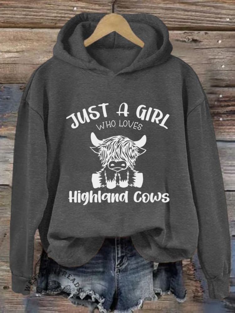 Women's Just A Girl Who Loves Highlands Cows Casual Hoodie - Image 6