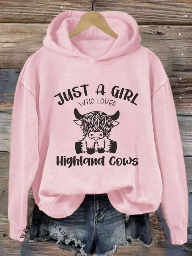 Women's Just A Girl Who Loves Highlands Cows Casual Hoodie - Image 9