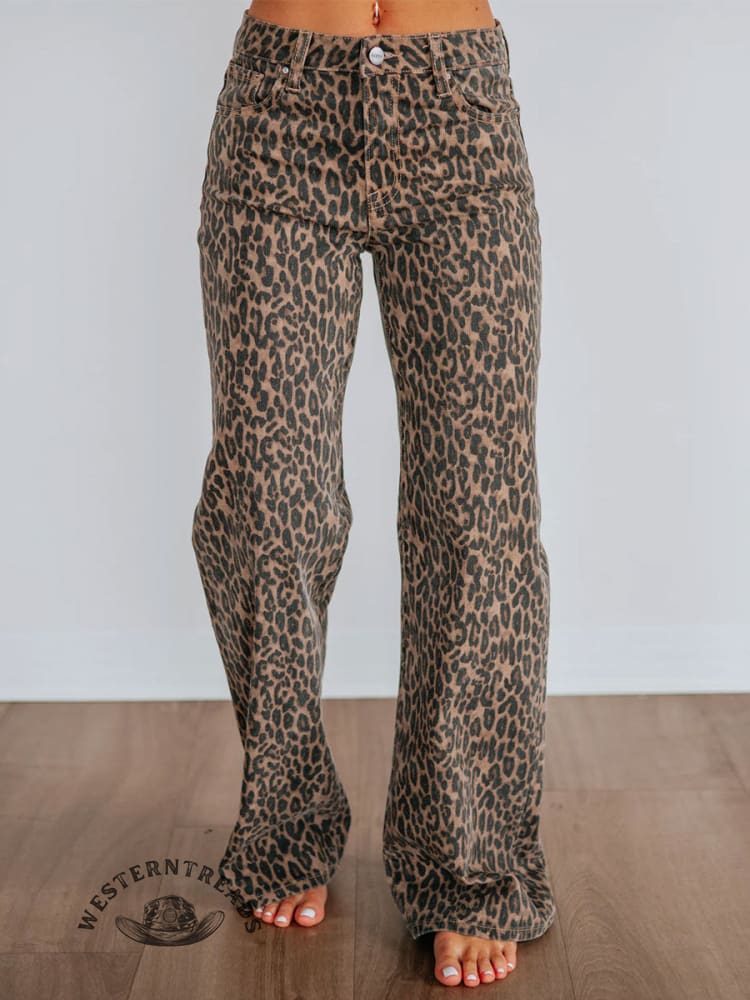Women's Leopard Print Casual Jeans
