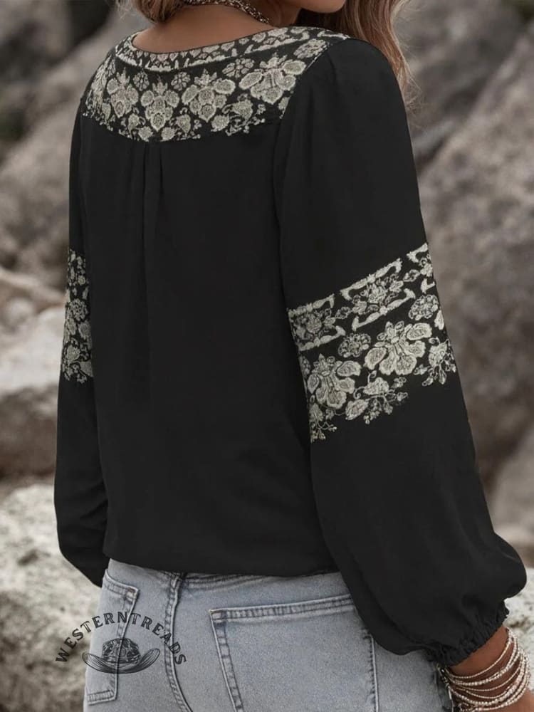 Women's Paisley Print Casual Cotton And Linen Shirt - Image 2