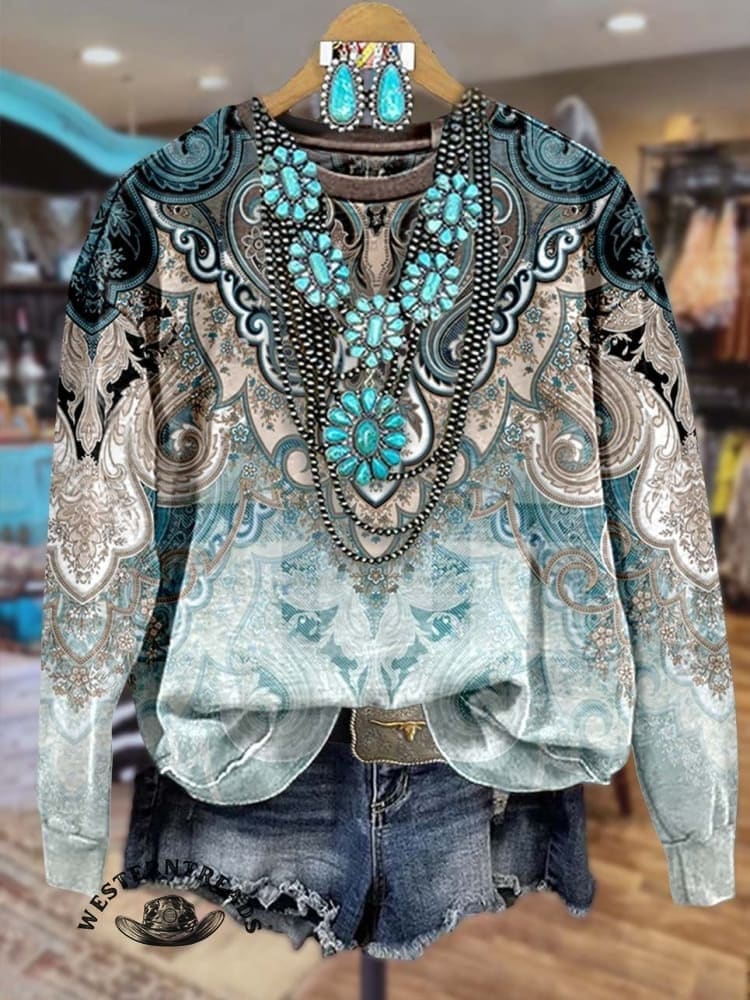 🔥Hot Sale🔥Women's Paisley Print Casual Sweatshirt - Image 2