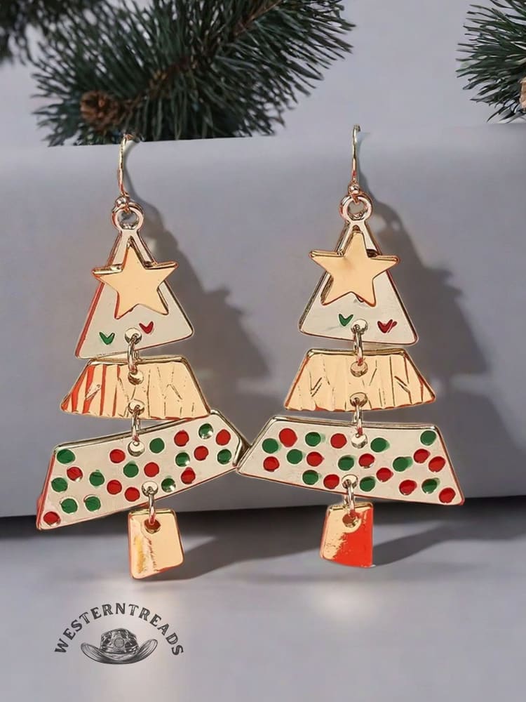 Women's Party Carnival Metal Christmas Tree Long Earrings - Image 3
