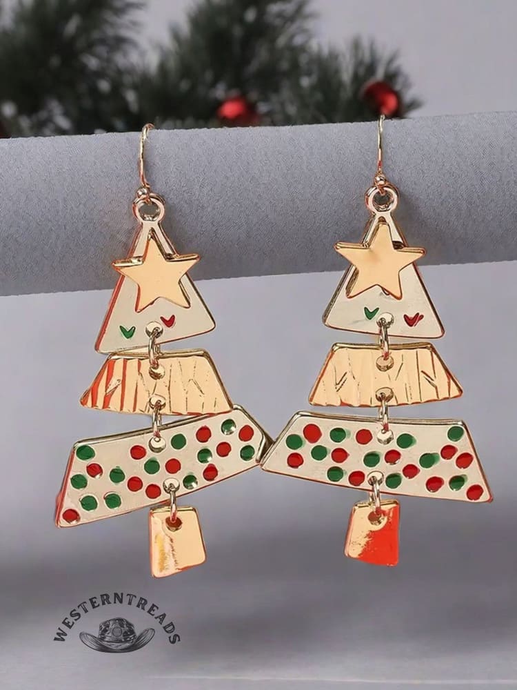 Women's Party Carnival Metal Christmas Tree Long Earrings - Image 4