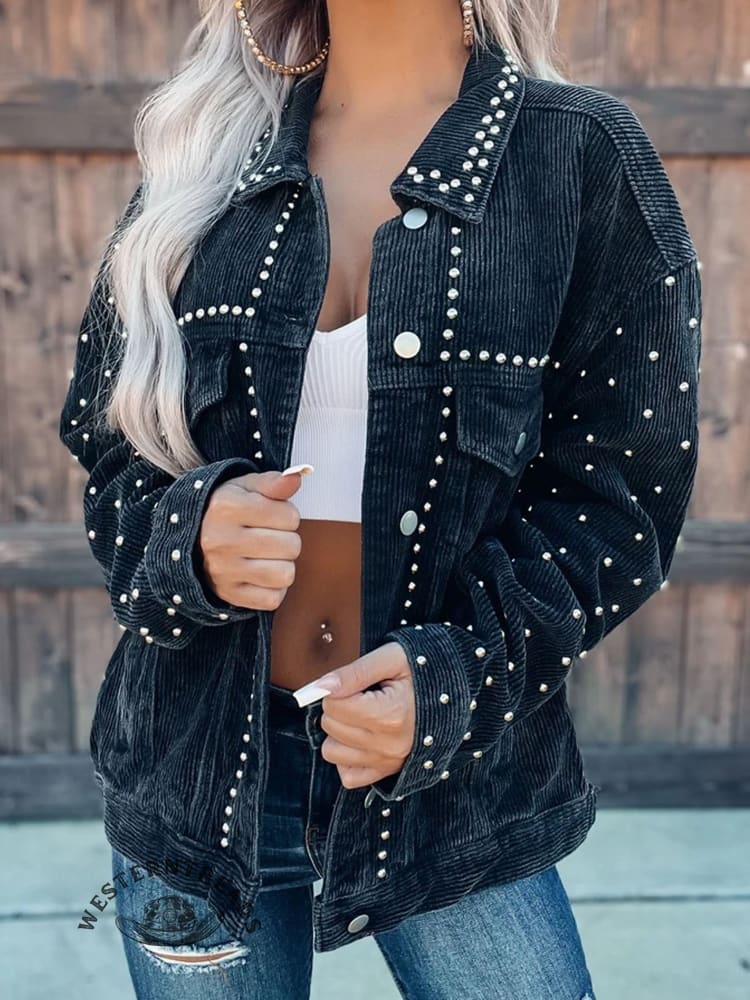 Women's Rivet Heavy Industry Casual Corduroy Short Coat - Image 3