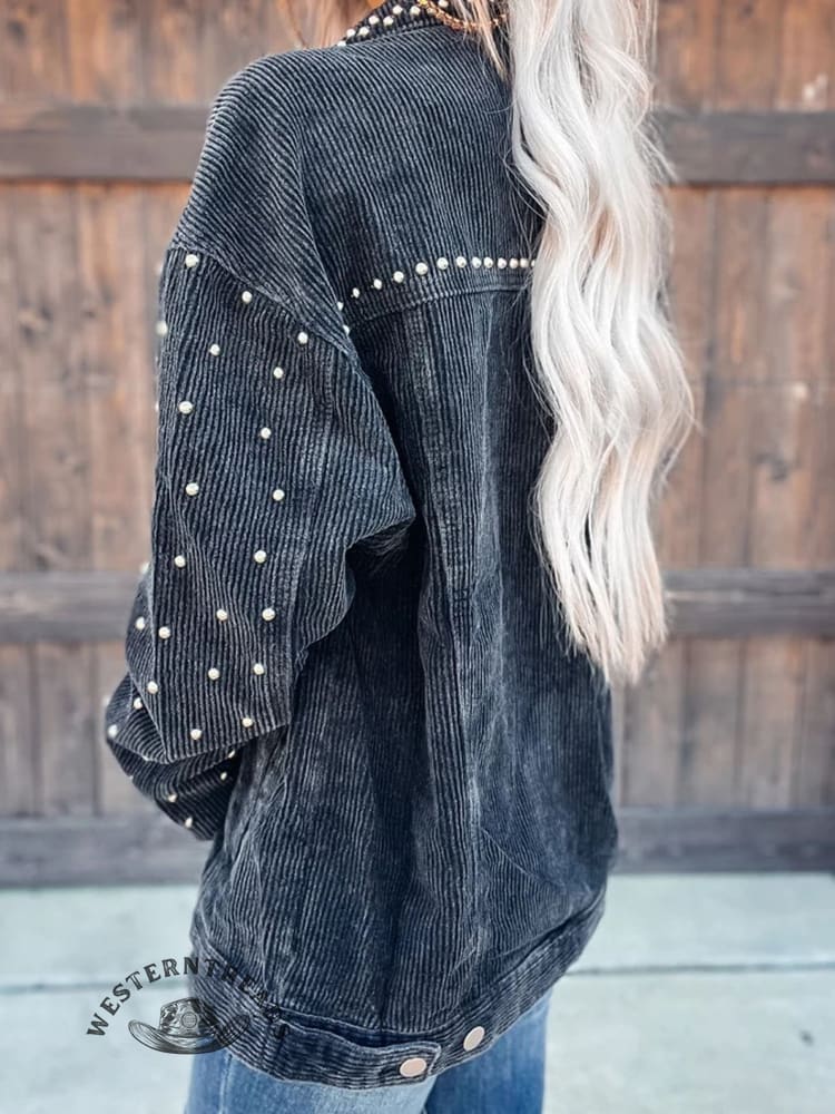 Women's Rivet Heavy Industry Casual Corduroy Short Coat - Image 4