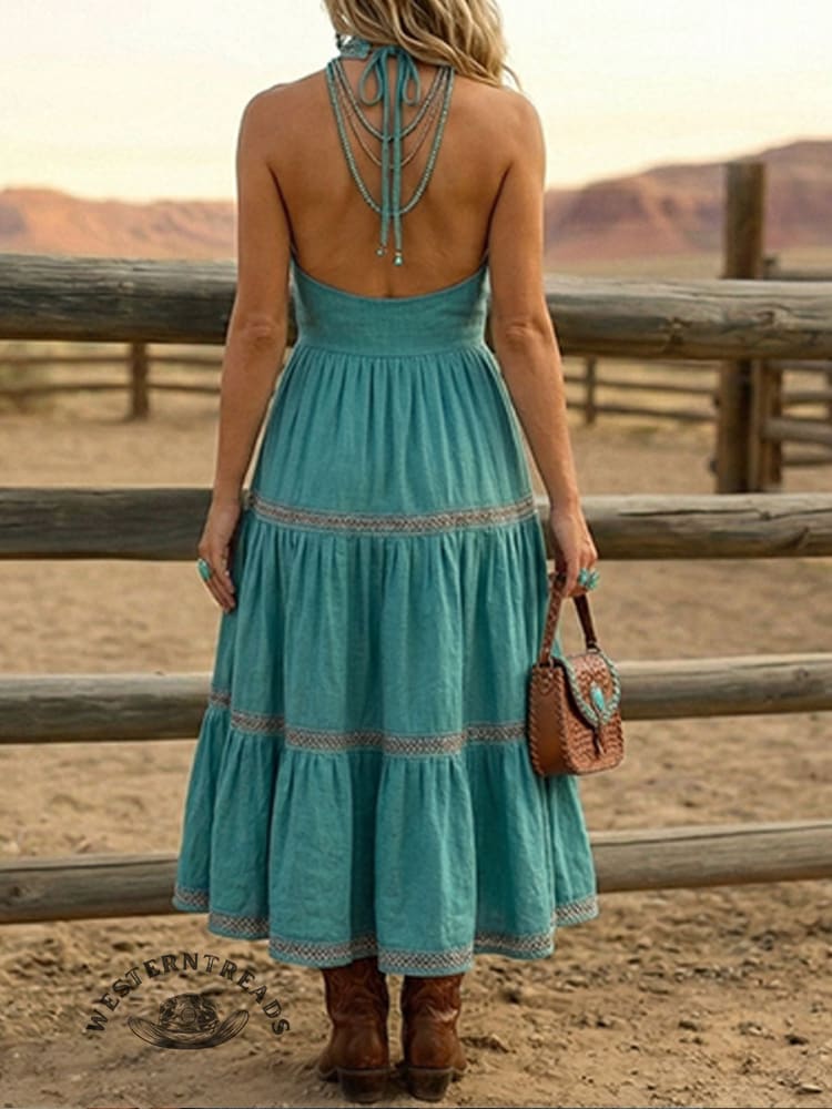 Women's Sleeveless Hollow Casual Western Dress - Image 2
