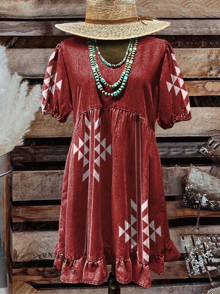 🔥Hot Sale🔥Women's Vintage Art Print Pocket Cotton Dress - Image 3