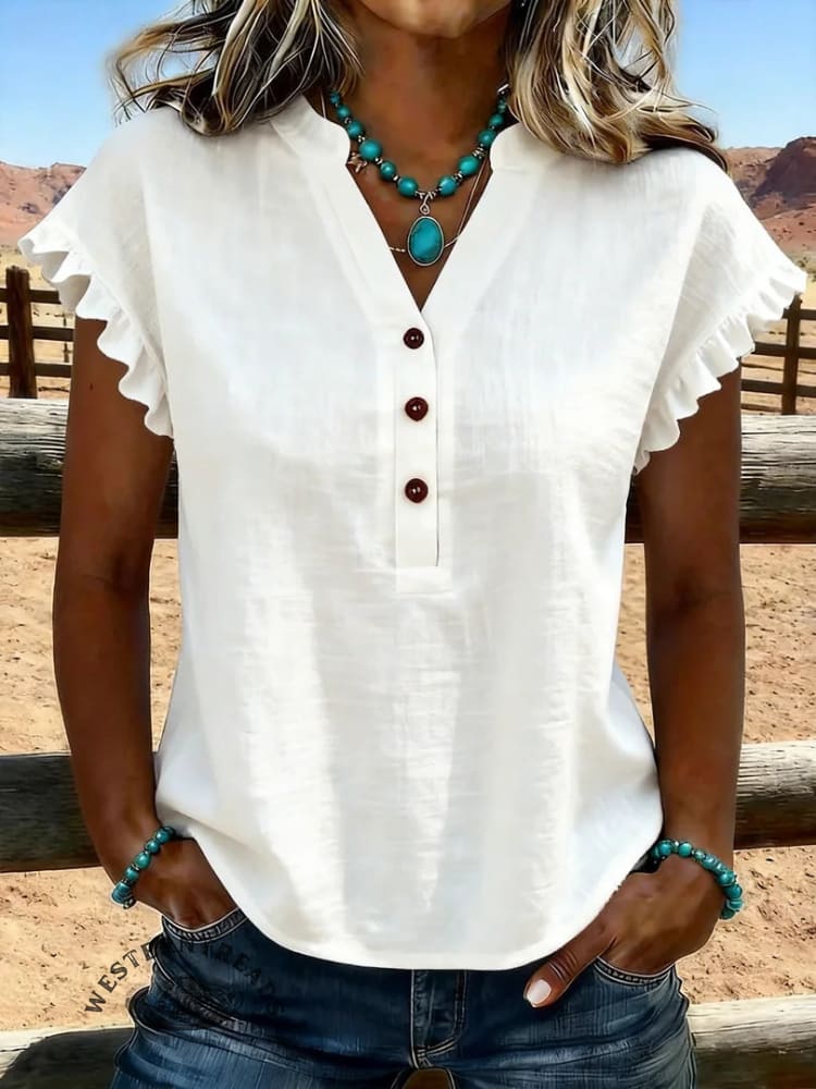 Women's Vintage Floral Print Casual Hollow-Out Shirt